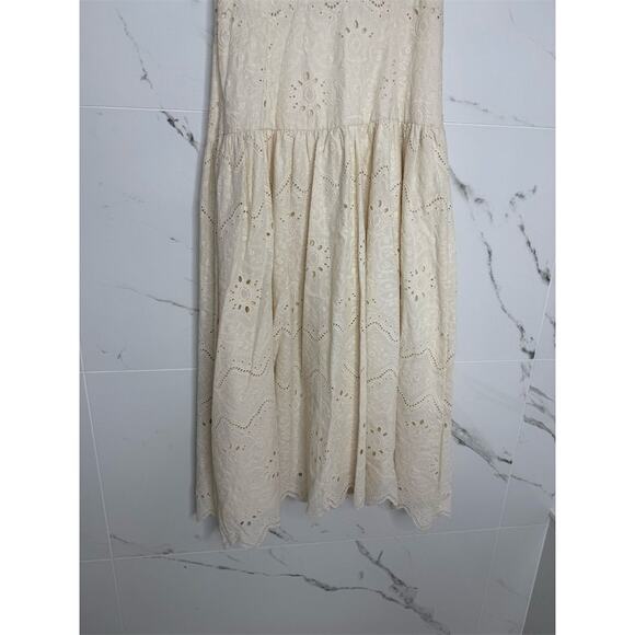 House of Harlow 1960 Beige Embroidered Cotton Midi Dress 8 viral coastal summer - Picture 11 of 16